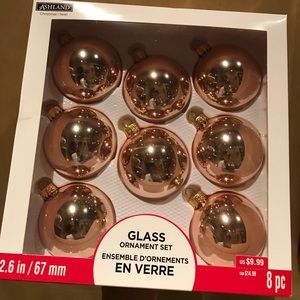Rose Gold Metallic Chrome Glass Christmas Ornaments